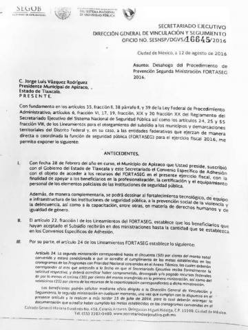 Aprueban liberación de recursos de FORTASEG 2016 para Apizaco imagen 1