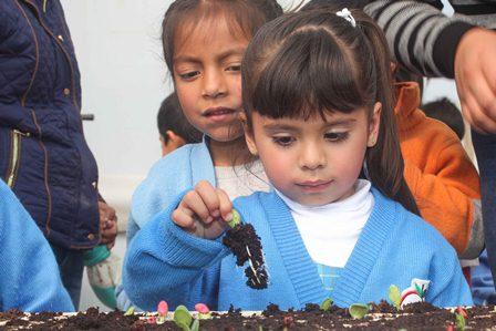 Fortalece autoridad educativa trabajo en huertos escolares