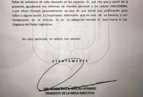 Diputado viajero busca poner orden a faltistas e impuntuales