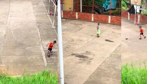 Abuelita se vuelve viral por jugar futbol con su nieto