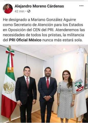 Alito designa a junior perdedor como enlace del PRI en los estados