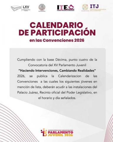 Da inicio proceso de selección de diputados juveniles para integrar el XV Parlamento Juvenil 2026 imagen 1