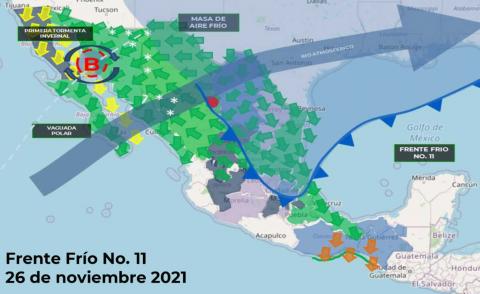 Afectará a Tlaxcala el frente frío número 11 acompañado de primera tormenta invernal