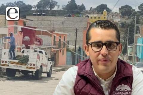 Alcalde delicado de Nanacamilpa utiliza unidades oficiales para remodelar su casa