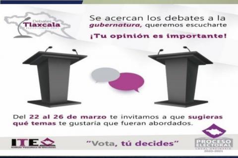 Oficializan debate entre candidatos a la gubernatura