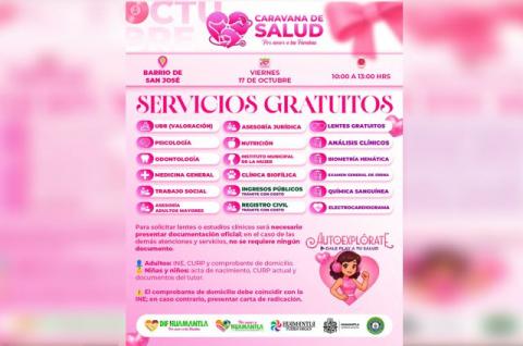 La Caravana de Salud y Servicios del Ayuntamiento de Huamantla llegará al Barrio de San José