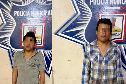 Policía municipal de Tetlanohcan atiende llamada de emergencia y detiene a dos individuos