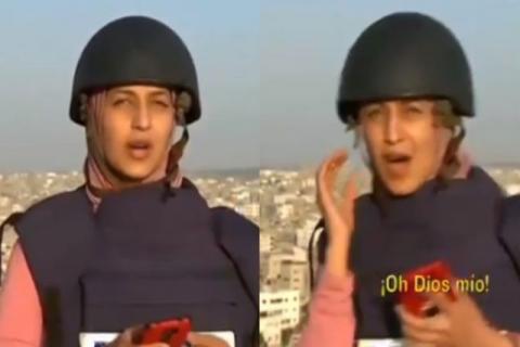 En plena transmisión reportera es sorprendida por cohete que cayó en Gaza