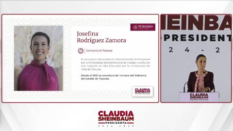 Claudia Sheinbaum dio a conocer que la nueva secretaria de Turismo será Josefina Rodriguez Zamora