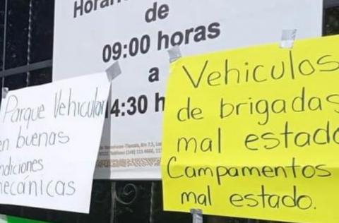 Trabajadores de CONAFOR se manifestaron por falta de equipo para apagar incendios
