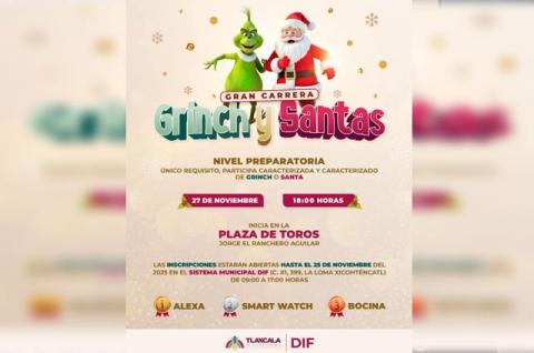 Gobierno de Alfonso Sánchez García abre los festejos navideños con la Gran Carrera “Grinch y Santas”