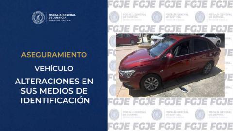 Asegura FGJE vehículo con alteraciones en sus medios de identificación