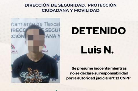 En operativo de vigilancia, policía municipal de Tlaxcala detiene a sujeto con orden de aprehensión vigente