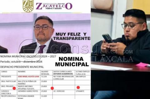Siguen los escándalos en Zacatelco, alcalde paga salario de funcionario a su chofer