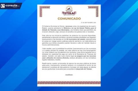 Respalda alcalde de Totolac reforma a la Ley de Deuda Pública