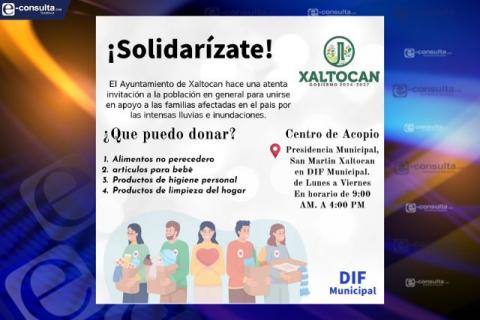 Abren centro de acopio en Xaltocan para apoyar a familias damnificadas