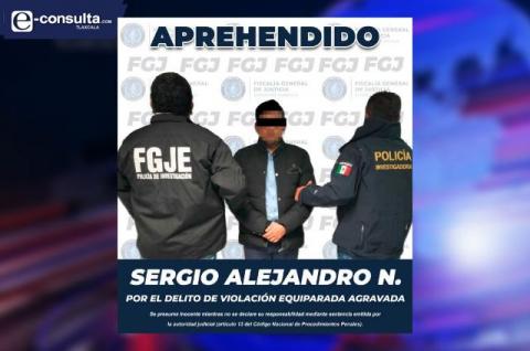 Colabora FGJE con procuraduría de hidalgo para aprehender a un hombre por violación equiparada agravada