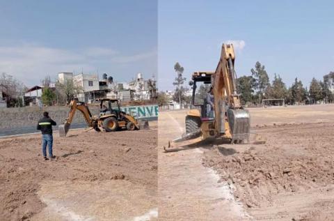 Huamantla fortalece su infraestructura deportiva con la construcción de canchas en unidad deportiva