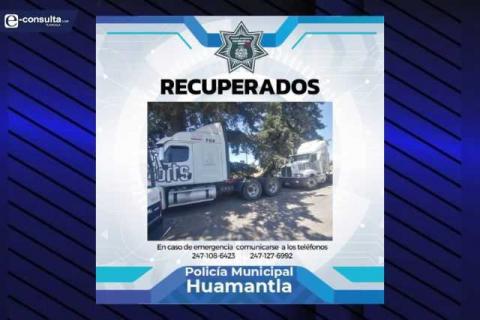 Recupera policía municipal de Huamantla dos tractocamiones con reporte de robo