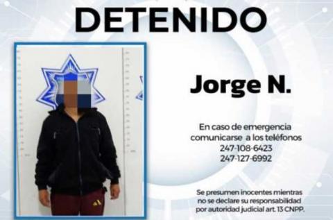 Con vigilancia permanente policía de Huamantla detiene a hombre señalado de cometer conductas indebidas en la vía pública