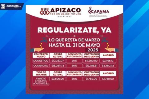 Anuncia CAPAMA programa de descuentos para la ciudadanía “Regularízate Ya”