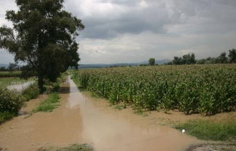 Río se desborda en Tlaxcala por fuertes lluvias