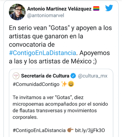 Se pitorrean de Secretaría de Cultura por invitar a ver "Gotas" imagen 2