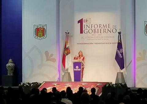 Lorena Cuéllar presume en su Primer Informe un Gobierno fuerte y firme