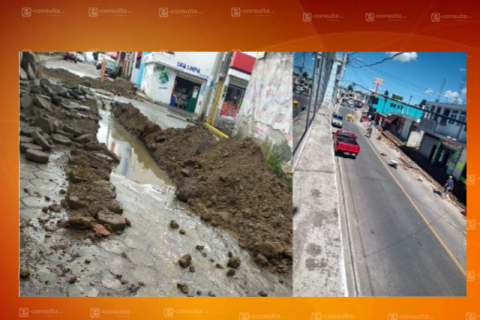 Vecinos de Amaxac viven entre la peste por obras mal hechas del ayuntamiento