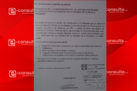 La regidora de Apizaco Lorena Ruiz renuncia a su militancia priista