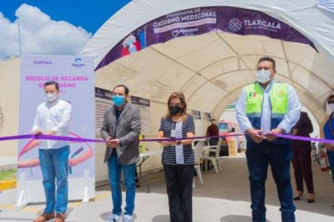 Inaugura gobernadora Cuéllar kiosco de oxígeno en Apizaco