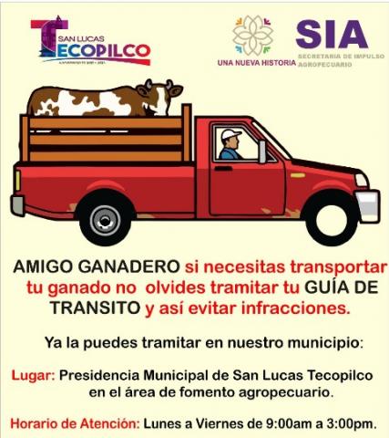 En Tecopilco invitan a ganaderos a tramitar su guía de tránsito