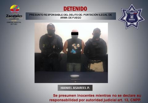 Detienen a sujeto con posesión ilegal de arma de fuego en Zacatelco