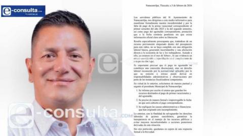 Viola la ley alcalde de Nanacamilpa, aún no paga aguinaldos y prima vacacional a trabajadores