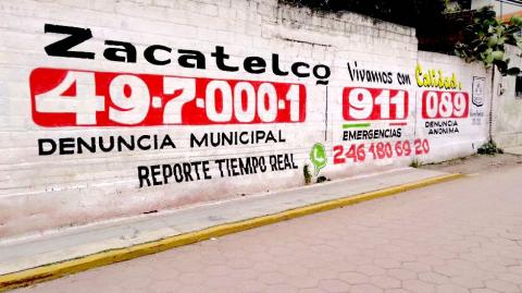 Promueve Zacatelco números de emergencia