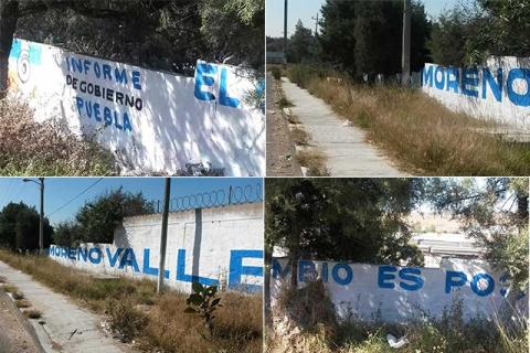 Se promociona gobernador de Puebla en bardas de Tlaxcala