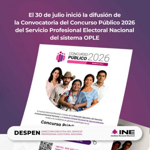 INE abre convocatoria para ocupar plazas del SPEN en los OPL