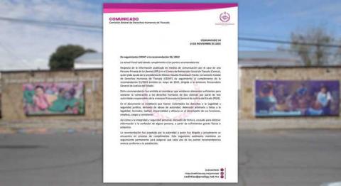 Da seguimiento CEDHT a la recomendación 01/ 2022