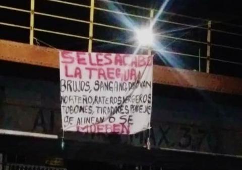 Aparece manta que amenaza al grupo criminal “Los Brujos” de Apizaco