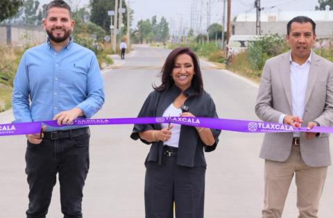 Entrega Gobernadora reconstrucción del Camino Real Papalotla–Xicohtzinco