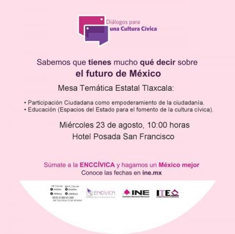 Realizarán INE e ITE “Mesa temática estatal para una cultura cívica”