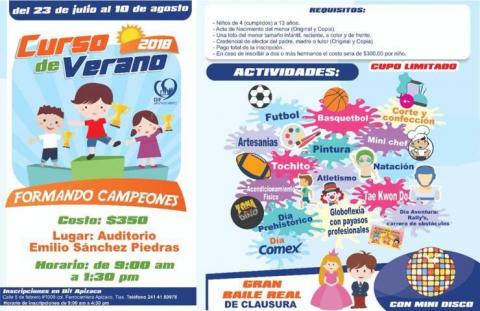 Invita DIF de Apizaco a sus cursos de verano