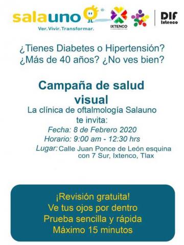 Convoca Ixtenco a su primera campaña de detección de cataratas del 2020