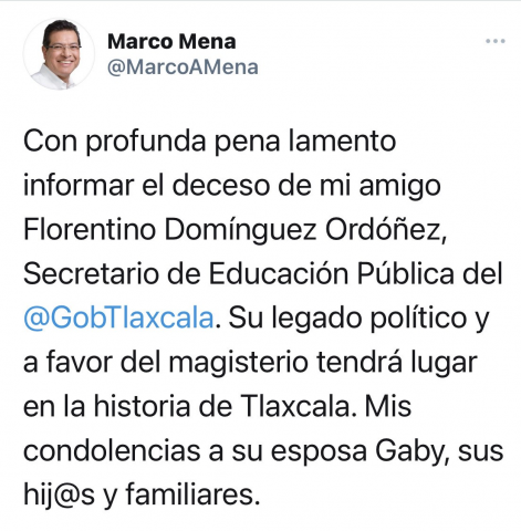 Muere Florentino Domínguez por COVID-19