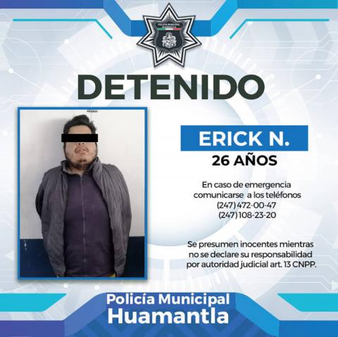Detiene Policía de Huamantla a sujeto que agredió a una joven en la vía pública