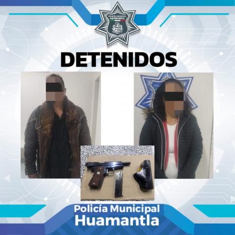 Capturan en Huamantla a dos personas que portaban arma de fuego