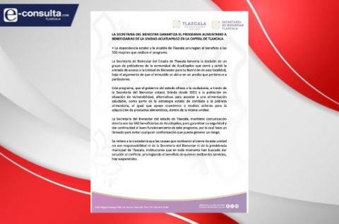 La Secretaría de Bienestar garantiza el programa alimentario de la unidad Acuitlapilco