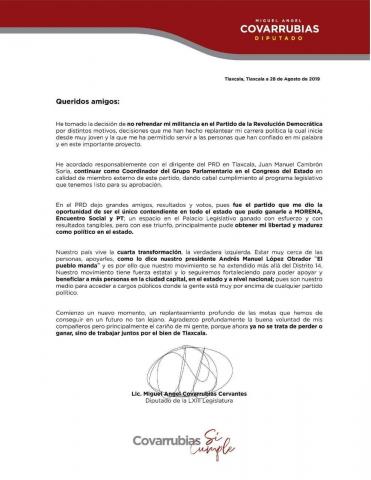 Covarrubias vuelve a traicionar y se va a MORENA