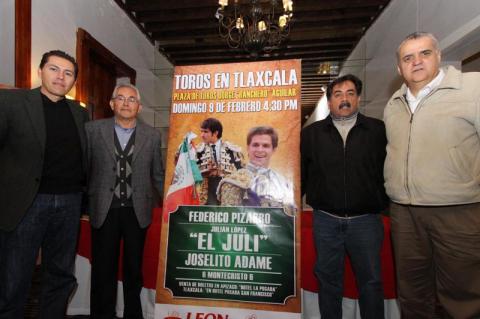 Presentan en Tlaxcala cartel de la primera corrida del año con "El Juli", Pizarro y Adame