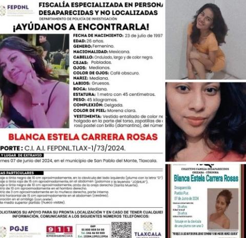 Blanca Estela desapareció en zona de bares de San Pablo del Monte